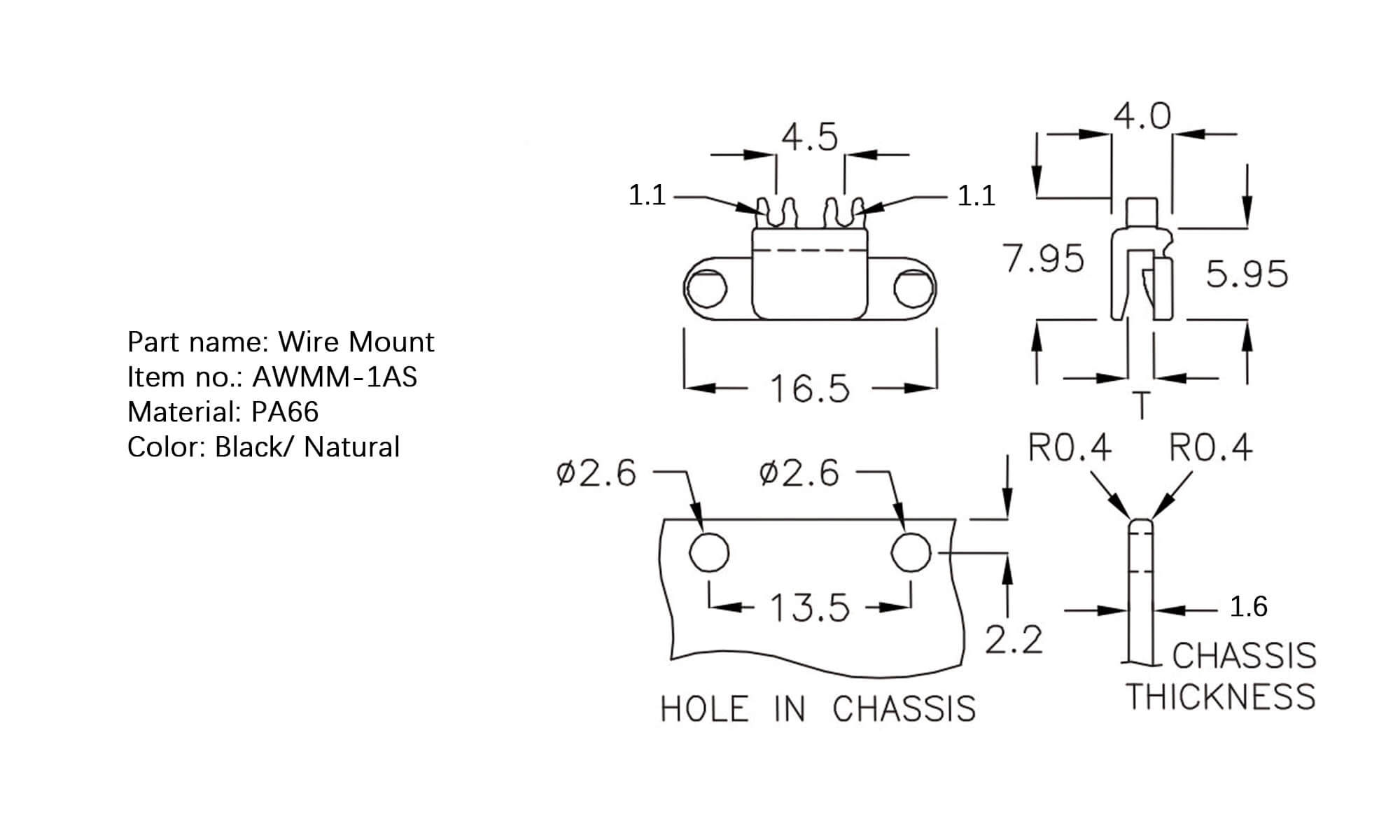 Plastic Wire Mount AWMM-1AS